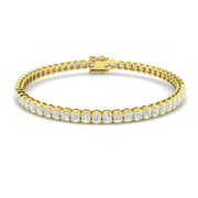 Round Lab Grown Diamond Tennis Bracelet in Semi Bezel Set with Secure Box Clasp in 10K/14K gold and platinum with certified lab-grown or natural diamonds
