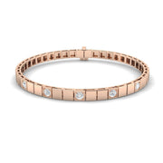 Round Cut Natural Diamond Square Link Diamond Bracelet with Box Clasp in 10K/14K gold and platinum with certified lab-grown or natural diamonds