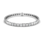 Round Cut Natural Diamond Square Link Diamond Bracelet with Box Clasp in 10K/14K gold and platinum with certified lab-grown or natural diamonds
