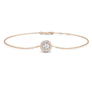 Lab Grown Round Diamond Halo Chain Bracelet with Lobster Clasp in 10K/14K gold and platinum with certified lab-grown or natural diamonds