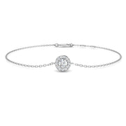 Lab Grown Round Diamond Halo Chain Bracelet with Lobster Clasp in 10K/14K gold and platinum with certified lab-grown or natural diamonds