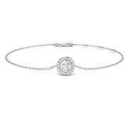 Lab Grown Round Diamond Halo Chain Bracelet with Lobster Clasp in 10K/14K gold and platinum with certified lab-grown or natural diamonds