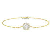 Lab Grown Round Diamond Halo Chain Bracelet with Lobster Clasp in 10K/14K gold and platinum with certified lab-grown or natural diamonds