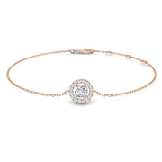 Lab Grown Round Diamond Halo Chain Bracelet with Lobster Clasp in 10K/14K gold and platinum with certified lab-grown or natural diamonds