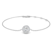Lab Grown Round Diamond Halo Chain Bracelet with Lobster Clasp in 10K/14K gold and platinum with certified lab-grown or natural diamonds