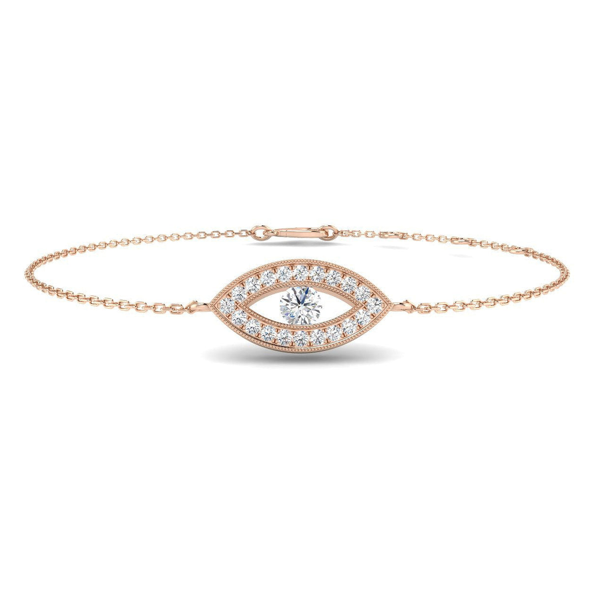 Lab Grown Diamond Evil Eye Protection Bracelet in 10K/14K gold and platinum with certified lab-grown or natural diamonds