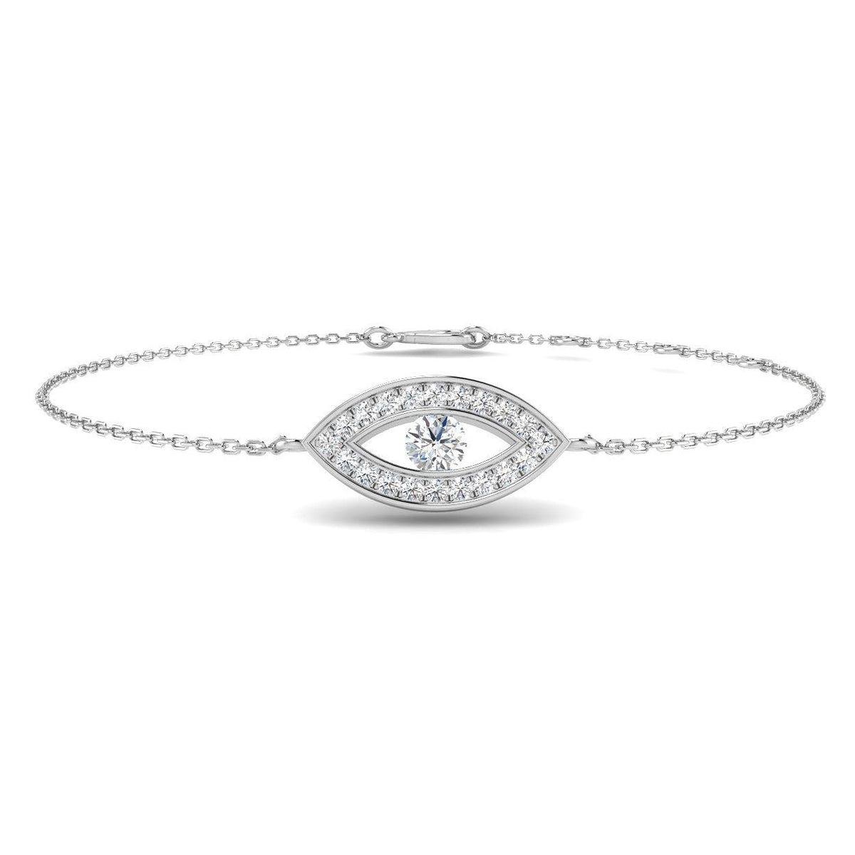 Lab Grown Diamond Evil Eye Protection Bracelet in 10K/14K gold and platinum with certified lab-grown or natural diamonds