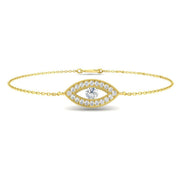 Lab Grown Diamond Evil Eye Protection Bracelet in 10K/14K gold and platinum with certified lab-grown or natural diamonds