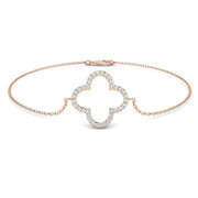 Clover Style Diamond Chain Bracelet in Gold or in 10K/14K gold and platinum with certified lab-grown or natural diamonds
