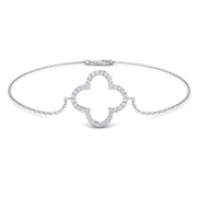 Clover Style Diamond Chain Bracelet in Gold or in 10K/14K gold and platinum with certified lab-grown or natural diamonds