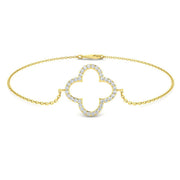 Natural Diamond Round Pave Clover Bracelet in 10K/14K gold and platinum with certified lab-grown or natural diamonds