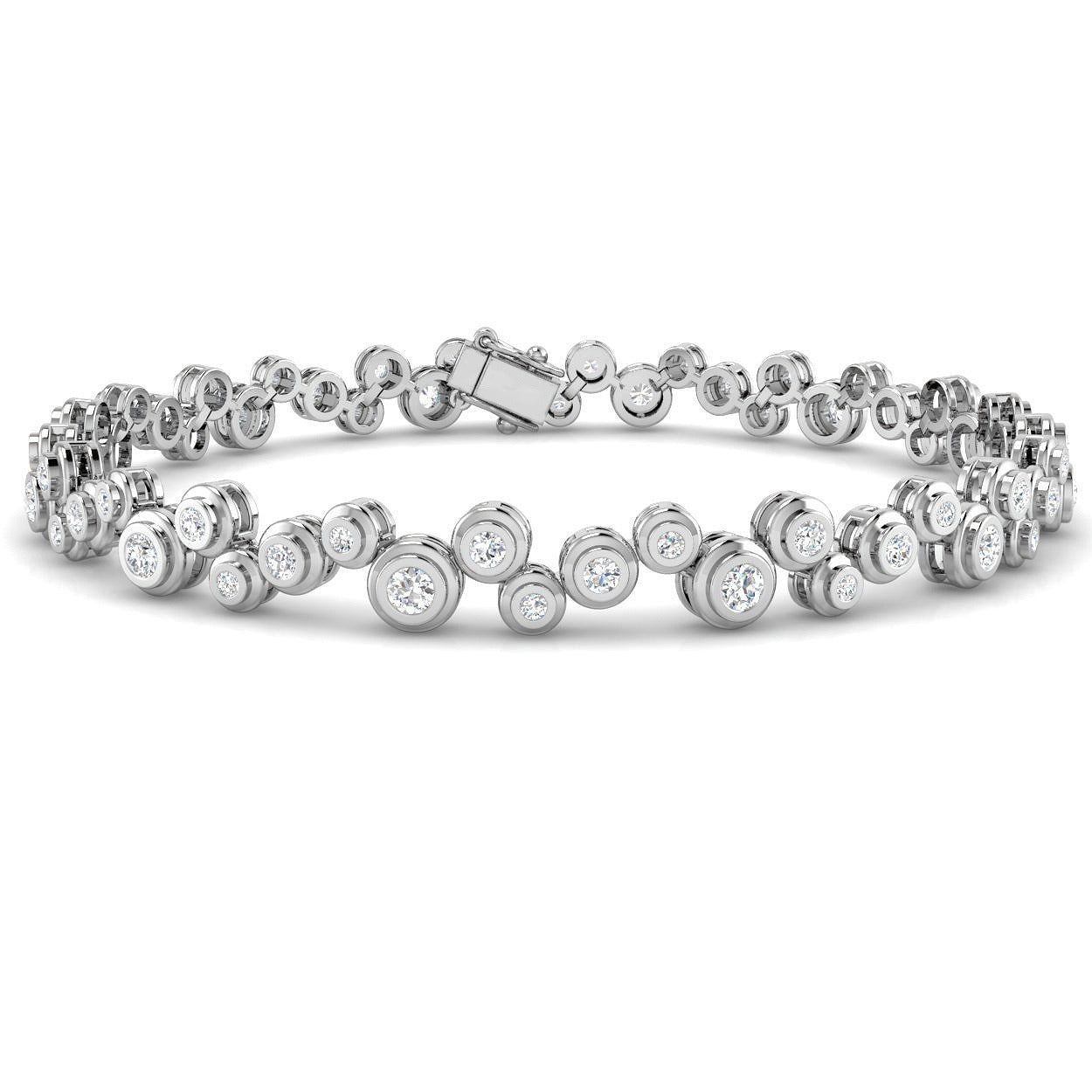 Natural Diamond Cluster Tennis Bracelet in 10K/14K gold and platinum with certified lab-grown or natural diamonds