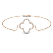 Natural Diamond Round Pave Clover Bracelet in 10K/14K gold and platinum with certified lab-grown or natural diamonds