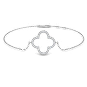 Clover Style Diamond Chain Bracelet in Gold or in 10K/14K gold and platinum with certified lab-grown or natural diamonds