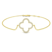 Clover Style Diamond Chain Bracelet in Gold or in 10K/14K gold and platinum with certified lab-grown or natural diamonds