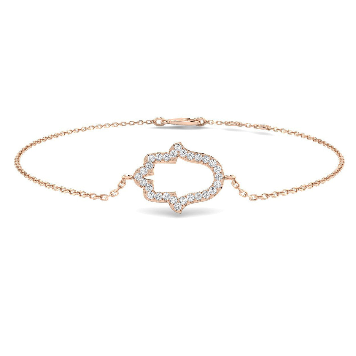 Natural Diamond Hamsa Bracelet in 10K/14K gold and platinum with certified lab-grown or natural diamonds