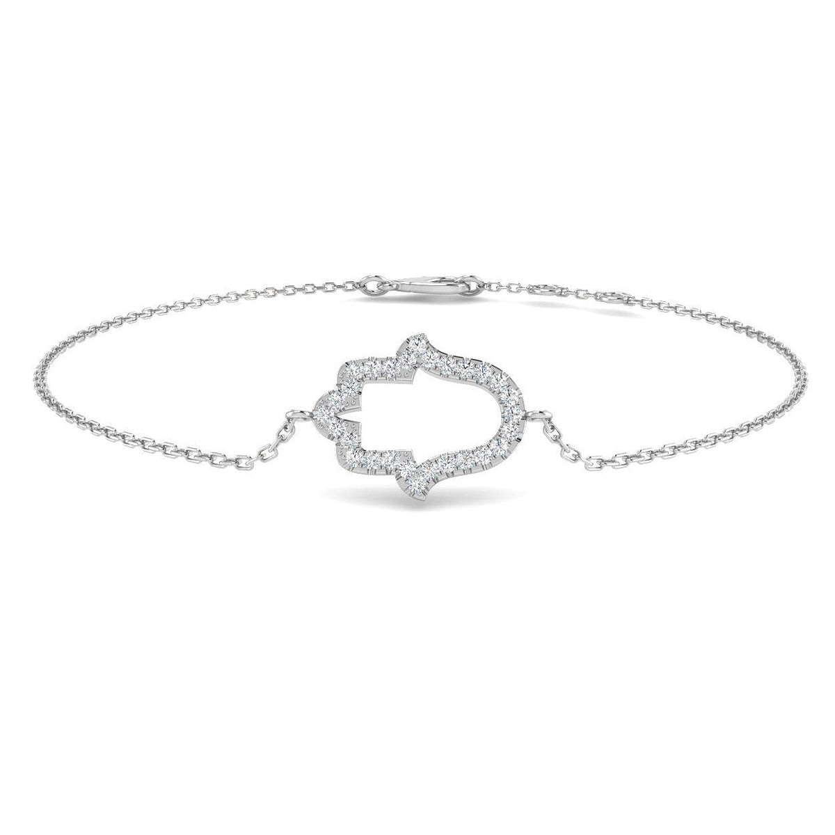 Natural Diamond Hamsa Bracelet in 10K/14K gold and platinum with certified lab-grown or natural diamonds