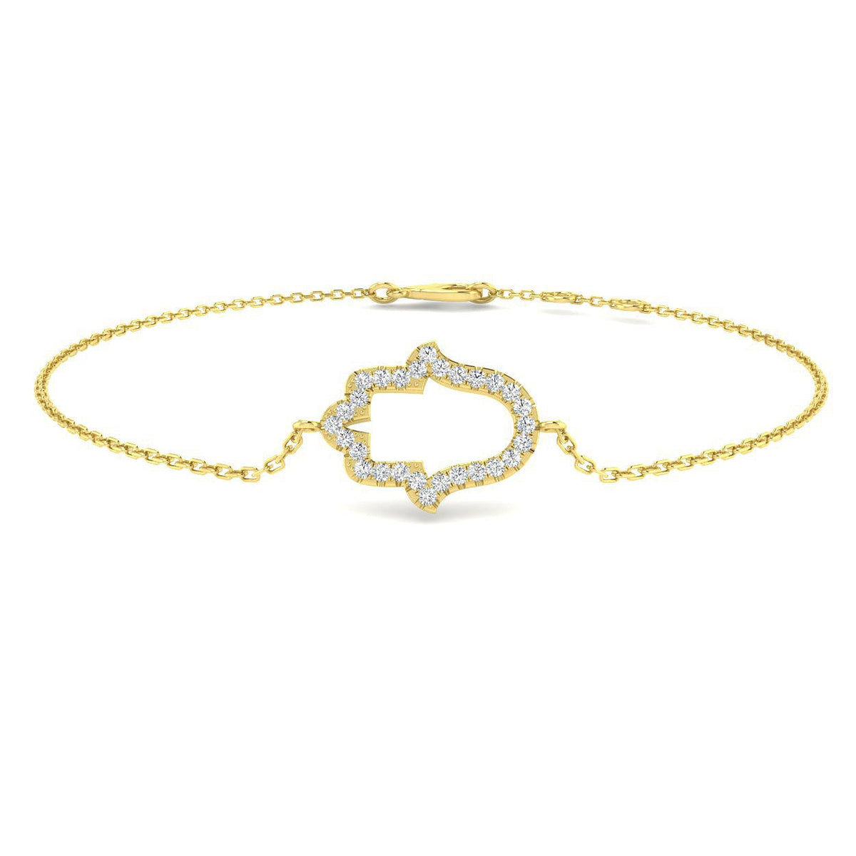 Natural Diamond Hamsa Bracelet in 10K/14K gold and platinum with certified lab-grown or natural diamonds