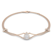Natural Pear Halo Diamond Double Chain Bracelet with Lobster Clasp in 10K/14K gold and platinum with certified lab-grown or natural diamonds