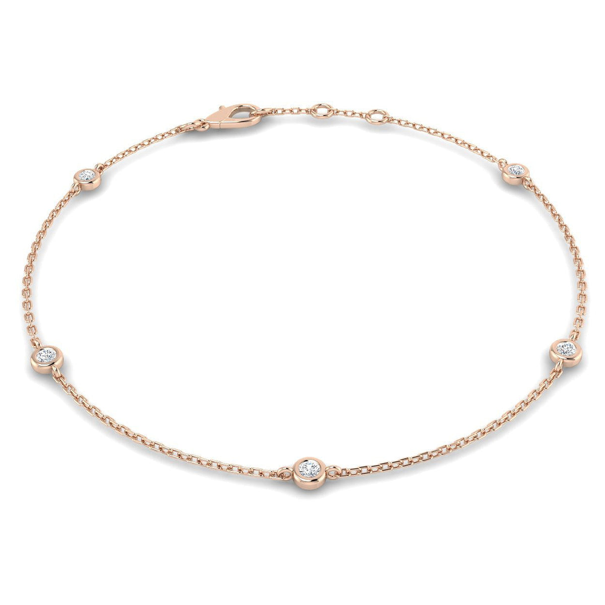 Round Diamond Station Bracelet with Bezel Set Diamonds in 10K/14K gold and platinum with certified lab-grown or natural diamonds