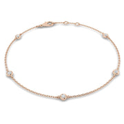 Round Diamond Station Bracelet with Bezel Set Diamonds in 10K/14K gold and platinum with certified lab-grown or natural diamonds