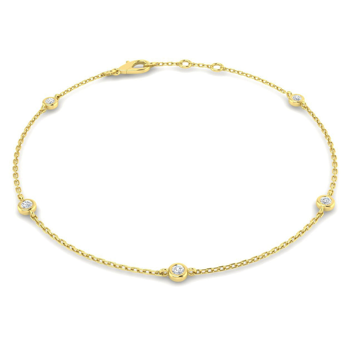 Round Diamond Station Bracelet with Bezel Set Diamonds in 10K/14K gold and platinum with certified lab-grown or natural diamonds