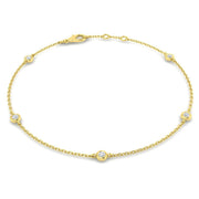 Round Diamond Station Bracelet with Bezel Set Diamonds in 10K/14K gold and platinum with certified lab-grown or natural diamonds
