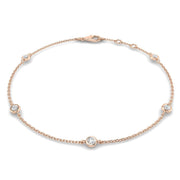 Round Diamond Station Bracelet with Bezel Set Diamonds in 10K/14K gold and platinum with certified lab-grown or natural diamonds