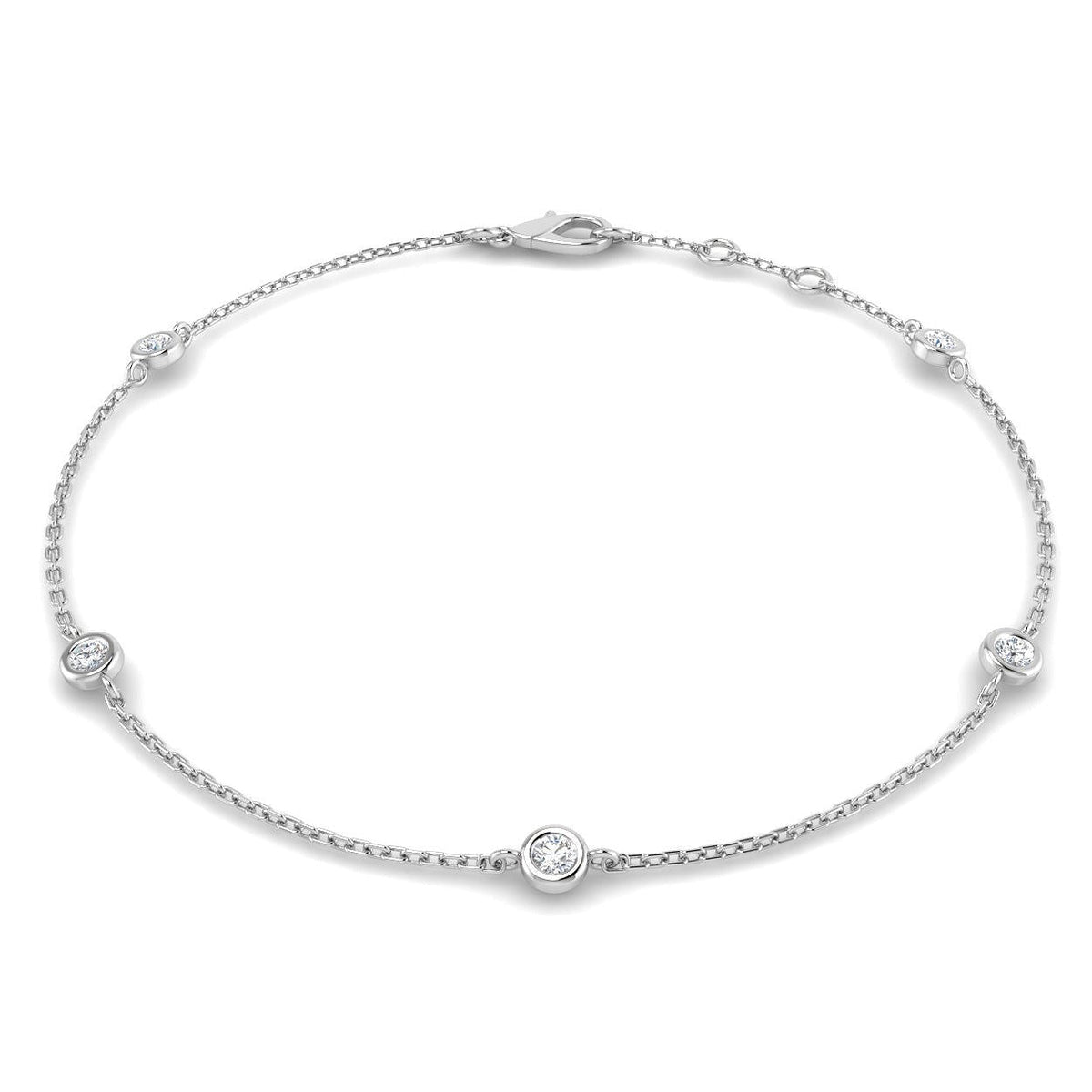 Round Diamond Station Bracelet with Bezel Set Diamonds in 10K/14K gold and platinum with certified lab-grown or natural diamonds