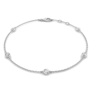 Round Diamond Station Bracelet with Bezel Set Diamonds in 10K/14K gold and platinum with certified lab-grown or natural diamonds