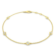 Round Diamond Station Bracelet with Bezel Set Diamonds in 10K/14K gold and platinum with certified lab-grown or natural diamonds