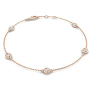 Round Diamond Station Bracelet with Bezel Set Diamonds in 10K/14K gold and platinum with certified lab-grown or natural diamonds