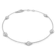 Round Diamond Station Bracelet with Bezel Set Diamonds in 10K/14K gold and platinum with certified lab-grown or natural diamonds