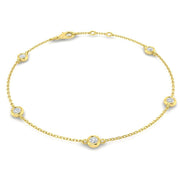Round Diamond Station Bracelet with Bezel Set Diamonds in 10K/14K gold and platinum with certified lab-grown or natural diamonds