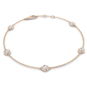 Round Diamond Station Bracelet with Bezel Set Diamonds in 10K/14K gold and platinum with certified lab-grown or natural diamonds
