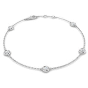 Round Diamond Station Bracelet with Bezel Set Diamonds in 10K/14K gold and platinum with certified lab-grown or natural diamonds