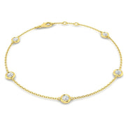 Round Diamond Station Bracelet with Bezel Set Diamonds in 10K/14K gold and platinum with certified lab-grown or natural diamonds