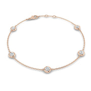 Round Diamond Station Bracelet with Bezel Set Diamonds in 10K/14K gold and platinum with certified lab-grown or natural diamonds