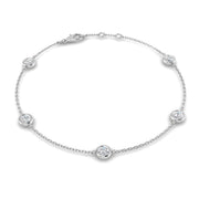 Round Diamond Station Bracelet with Bezel Set Diamonds in 10K/14K gold and platinum with certified lab-grown or natural diamonds