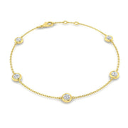 Round Diamond Station Bracelet with Bezel Set Diamonds in 10K/14K gold and platinum with certified lab-grown or natural diamonds