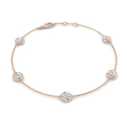 Round Diamond Station Bracelet with Bezel Set Diamonds in 10K/14K gold and platinum with certified lab-grown or natural diamonds