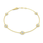 Round Diamond Station Bracelet with Bezel Set Diamonds in 10K/14K gold and platinum with certified lab-grown or natural diamonds
