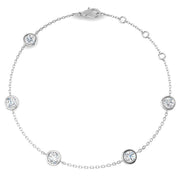 Round Diamond Station Bracelet with Bezel Set Diamonds in 10K/14K gold and platinum with certified lab-grown or natural diamonds