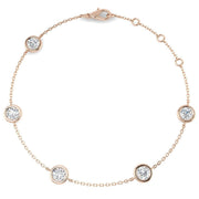 Round Diamond Station Bracelet with Bezel Set Diamonds in 10K/14K gold and platinum with certified lab-grown or natural diamonds