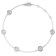 Round Diamond Station Bracelet with Bezel Set Diamonds in 10K/14K gold and platinum with certified lab-grown or natural diamonds