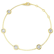 Round Diamond Station Bracelet with Bezel Set Diamonds in 10K/14K gold and platinum with certified lab-grown or natural diamonds