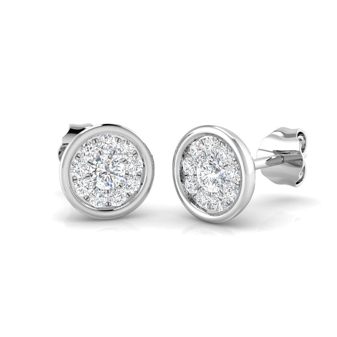 Elegant 0.25Ct Round Diamond Cluster Stud Earrings in in 10K/14K gold and platinum with certified lab-grown or natural diamonds