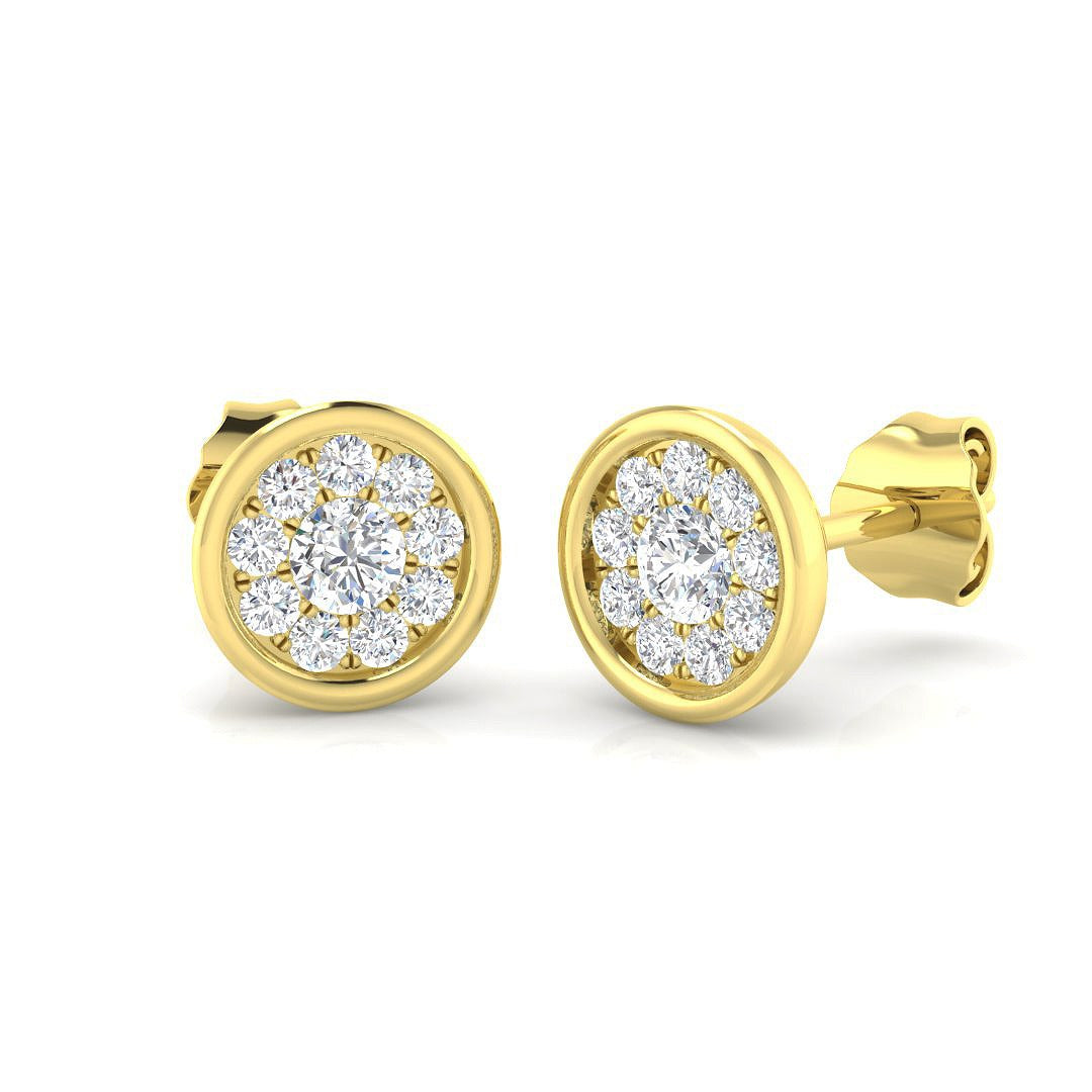 Elegant 0.25Ct Round Diamond Cluster Stud Earrings in in 10K/14K gold and platinum with certified lab-grown or natural diamonds