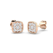 0.25Ct Round Diamond Cluster Stud Earrings in 10K/14K gold and platinum with certified lab-grown or natural diamonds