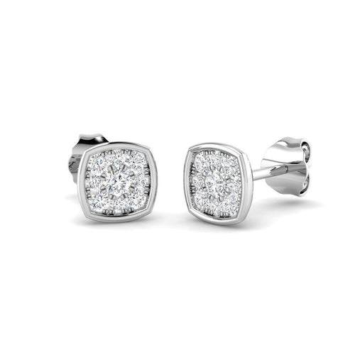0.25Ct Round Diamond Cluster Stud Earrings in 10K/14K gold and platinum with certified lab-grown or natural diamonds